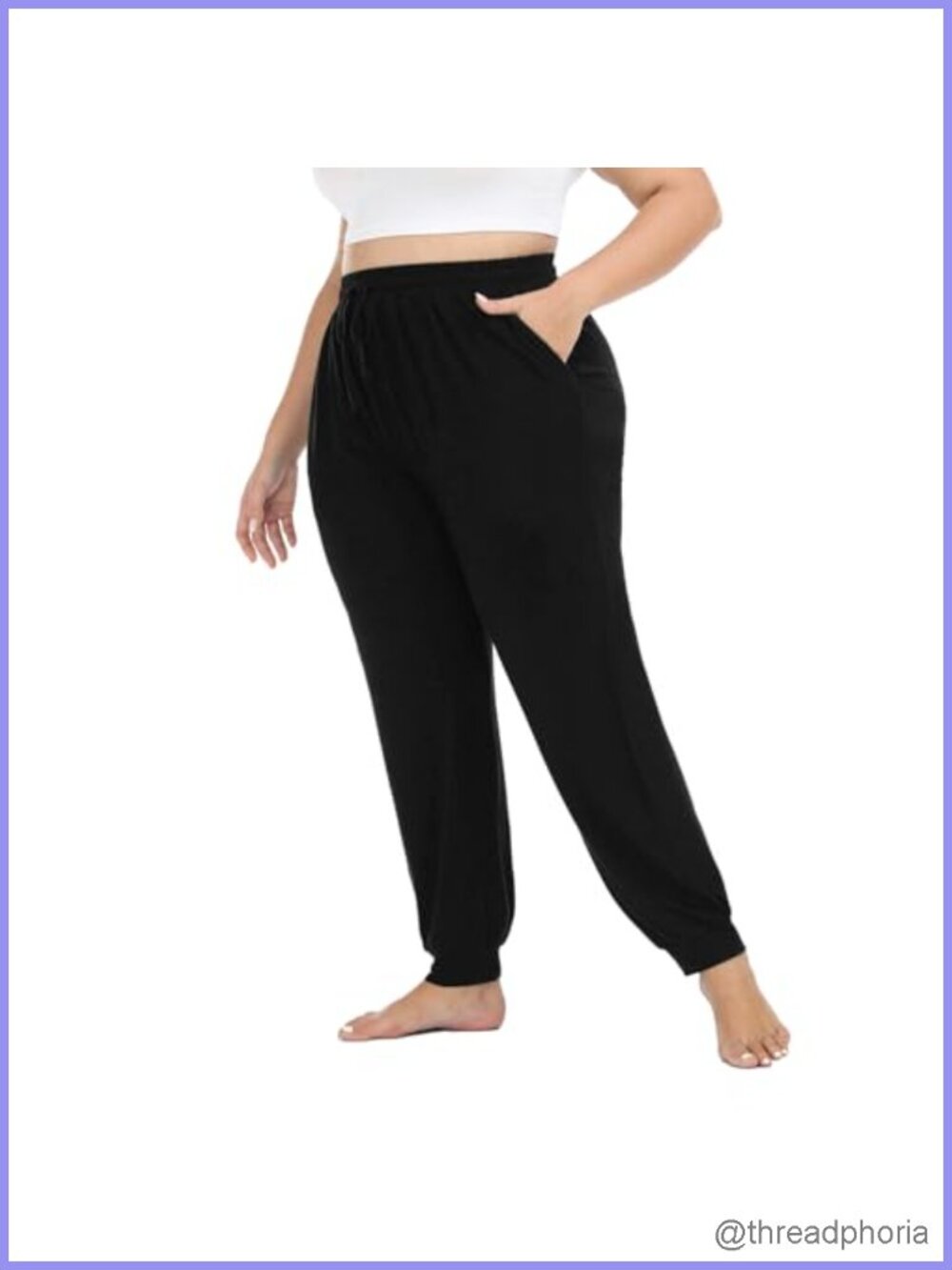Plus Size Cotton Joggers Lounge Yoga Pants Drawstring Pockets